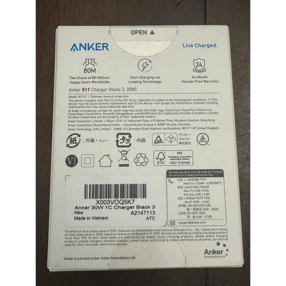 Anker series 5 30W charger NIB black - Picture 2 of 2